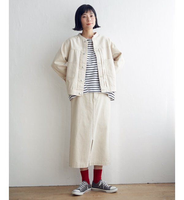 Lbc with Life「ＬＢＣデニムノーカラージャケット」|ブルゾン・スタジャン|