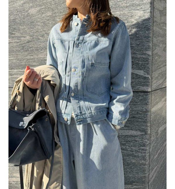 Lbc with Life「ＬＢＣデニムノーカラージャケット」|ブルゾン・スタジャン|ライトブルー