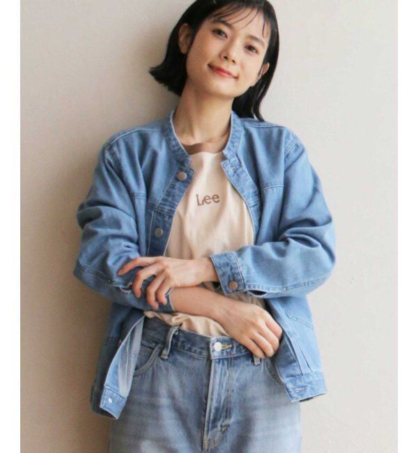 Lbc with Life「ＬＢＣデニムノーカラージャケット」|ブルゾン・スタジャン|ブルー