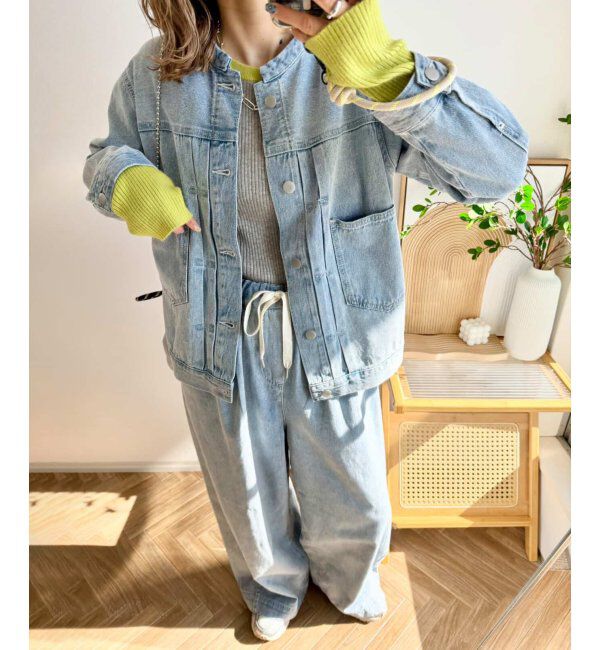 Lbc with Life「ＬＢＣデニムノーカラージャケット」|ブルゾン・スタジャン|