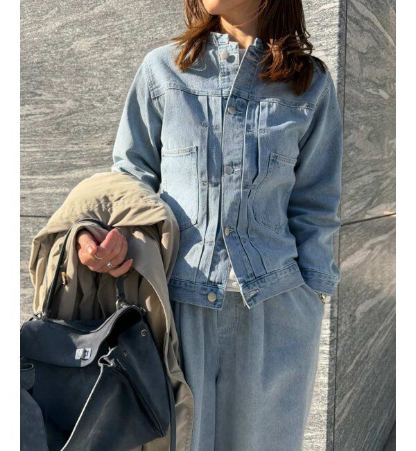 Lbc with Life「ＬＢＣデニムノーカラージャケット」|ブルゾン・スタジャン|