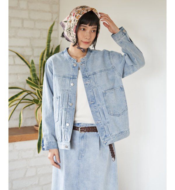 Lbc with Life「ＬＢＣデニムノーカラージャケット」|ブルゾン・スタジャン|