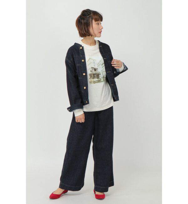 Lbc with Life「ＬＢＣデニムノーカラージャケット」|ブルゾン・スタジャン|