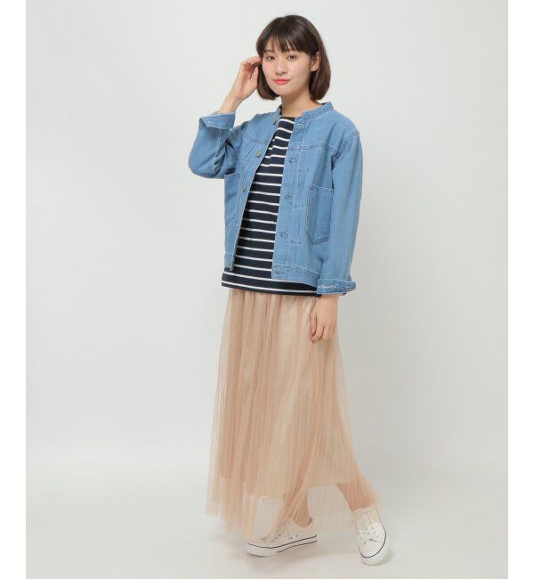 Lbc with Life「ＬＢＣデニムノーカラージャケット」|ブルゾン・スタジャン|