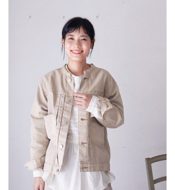 Lbc with Life「ＬＢＣデニムノーカラージャケット」|ブルゾン・スタジャン|