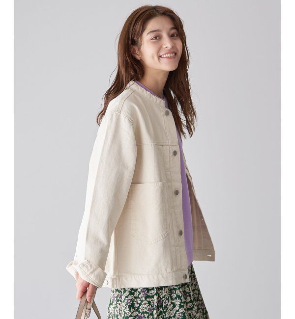 Lbc with Life「ＬＢＣデニムノーカラージャケット」|ブルゾン・スタジャン|