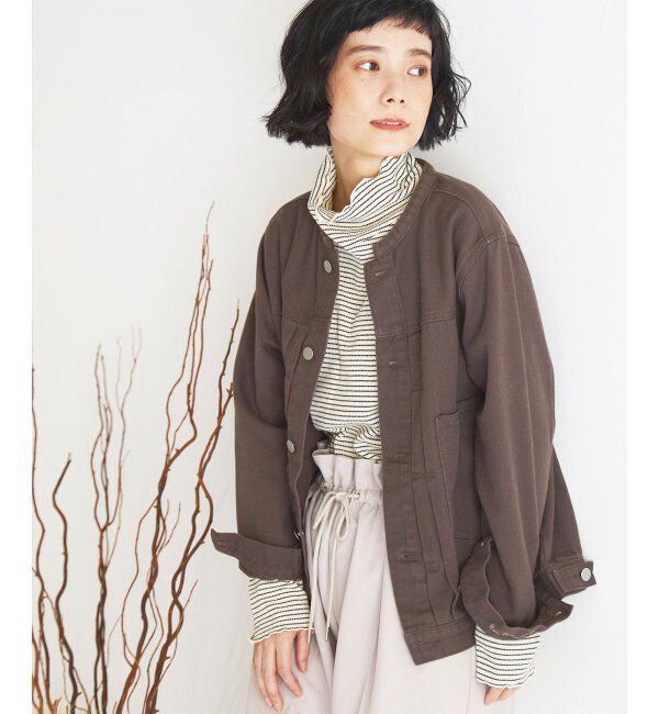 Lbc with Life「ＬＢＣデニムノーカラージャケット」|ブルゾン・スタジャン|