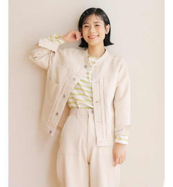 Lbc with Life「ＬＢＣデニムノーカラージャケット」|ブルゾン・スタジャン|