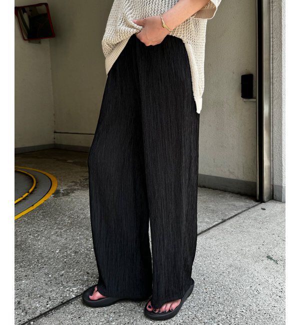 Lbc with Life「エアプリーツワイドイージーパンツ」|その他|ブラック