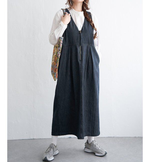 Lbc with Life「デニムジップフカＶネックワンピ」|ワンピース|