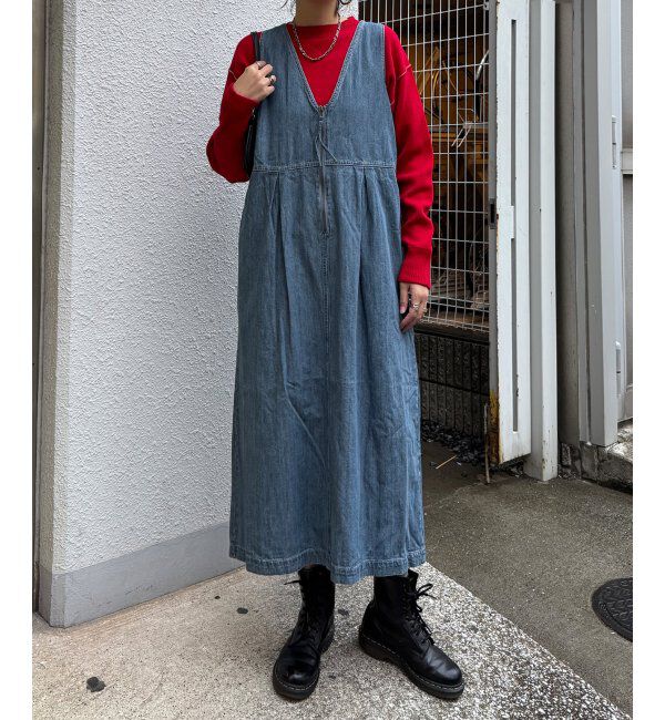 Lbc with Life「デニムジップフカＶネックワンピ」|ワンピース|