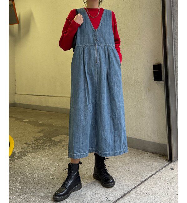 Lbc with Life「デニムジップフカＶネックワンピ」|ワンピース|