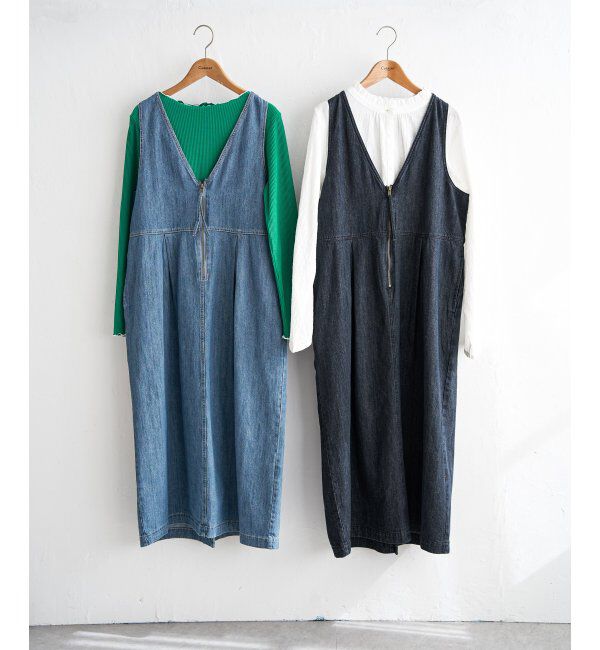 Lbc with Life「デニムジップフカＶネックワンピ」|ワンピース|