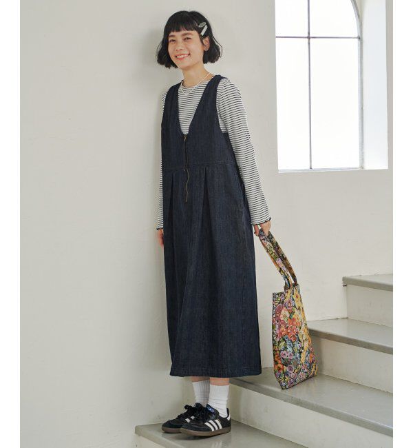Lbc with Life「デニムジップフカＶネックワンピ」|ワンピース|