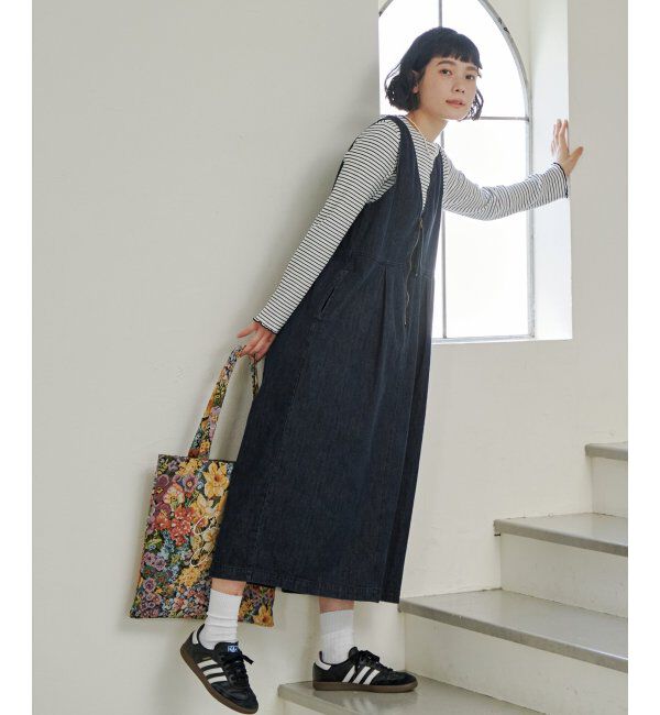 Lbc with Life「デニムジップフカＶネックワンピ」|ワンピース|
