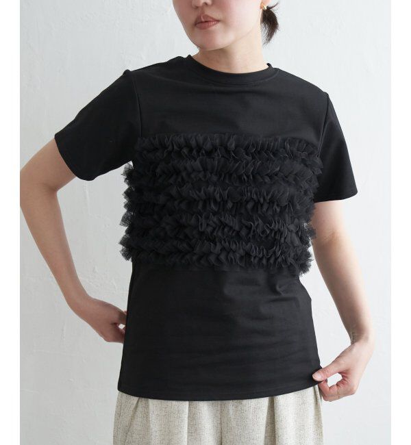 VENCE share style「天竺チュールフリルビスチェ見えTシャツ」|Tシャツ・カットソー|