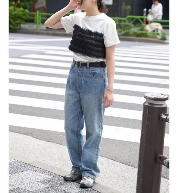 VENCE share style「天竺チュールフリルビスチェ見えTシャツ」|Tシャツ・カットソー|