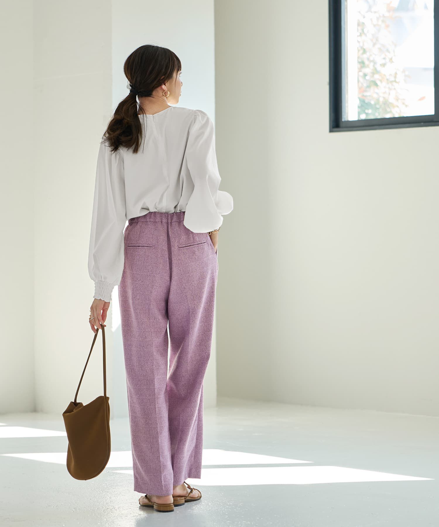 STYLE DELI「【LUXE】ライトツイードワイドパンツ」|スラックス|