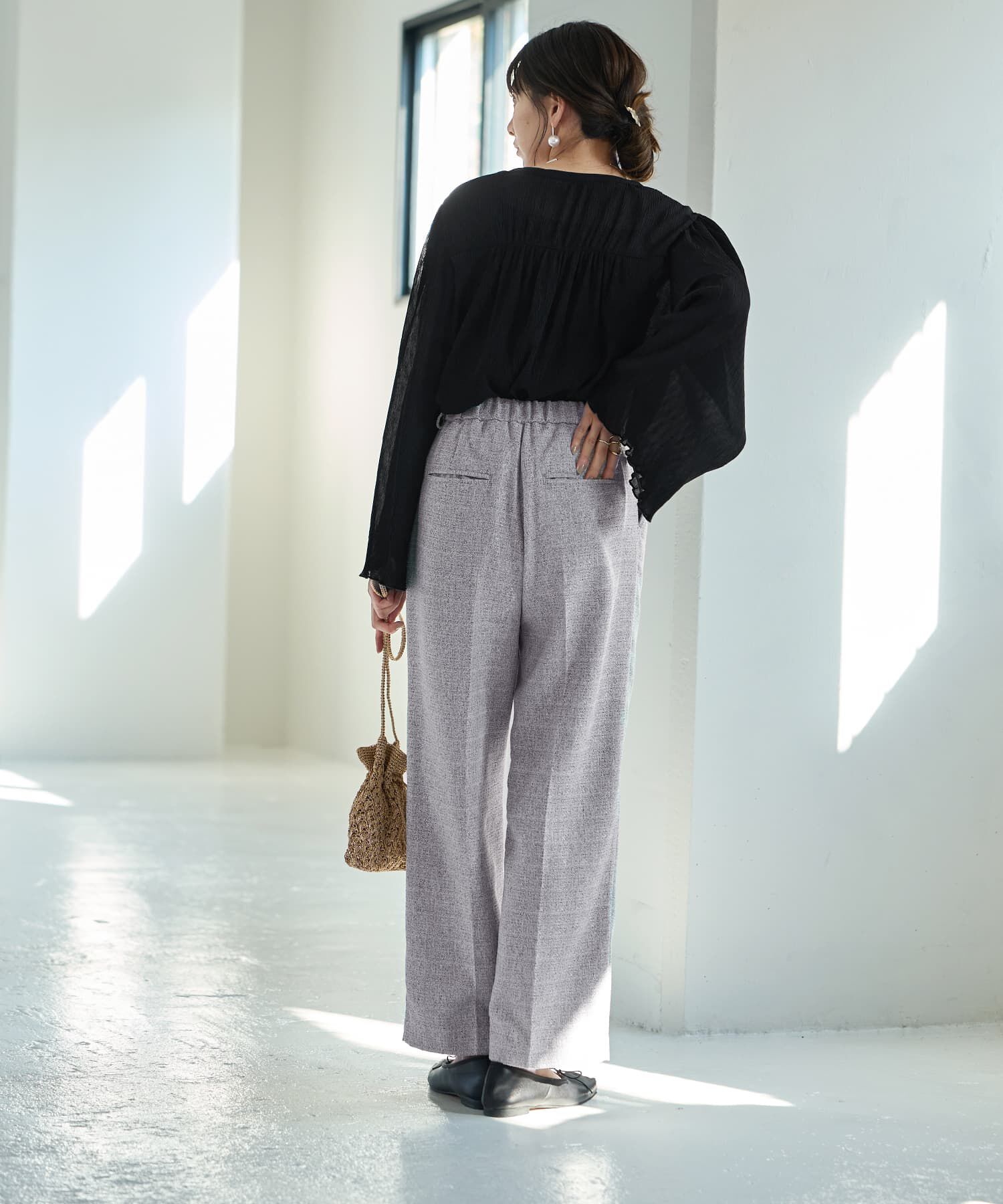 STYLE DELI「【LUXE】ライトツイードワイドパンツ」|スラックス|