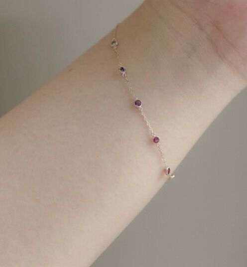  「K10YG マルチカラー ストーン ブレスレット」|ピアス|