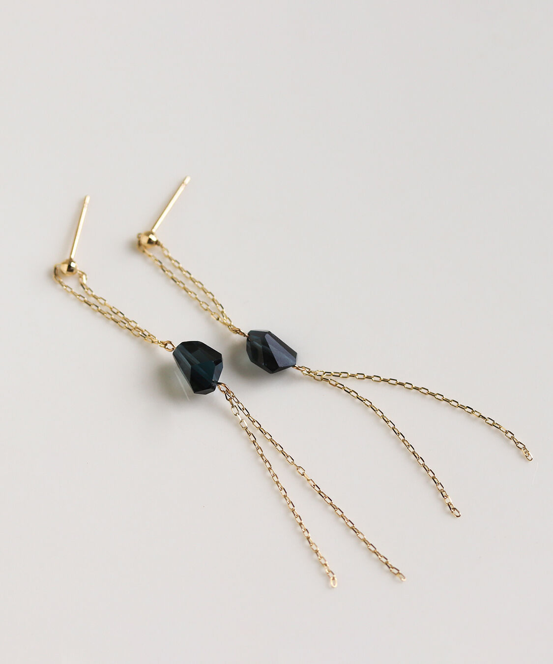  「ロンドンブルートパーズ   チェーン ピアス | K10YG」|ピアス|