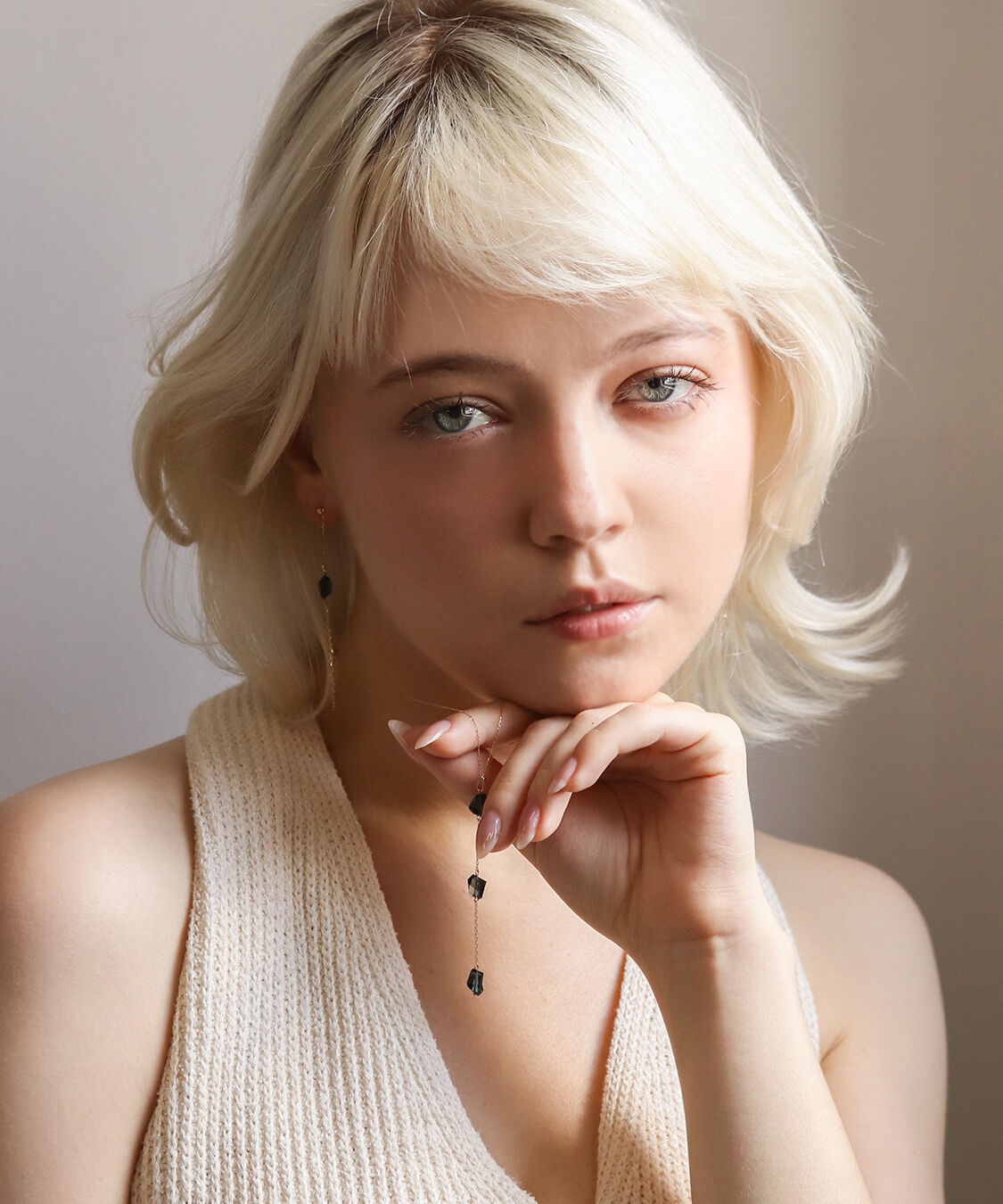  「ロンドンブルートパーズ   チェーン ピアス | K10YG」|ピアス|