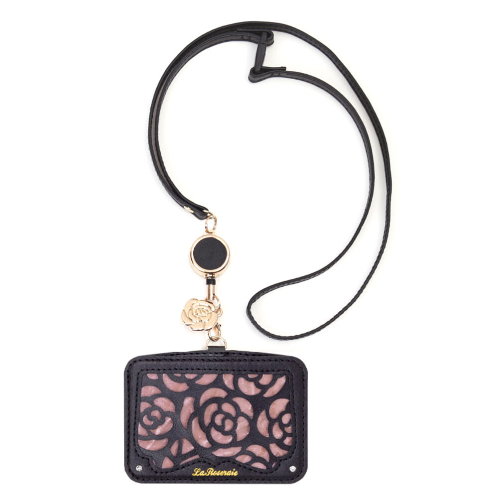 BACKYARD FAMILY「パスケース 定期入れ レディース 通販 薔薇 バラ リール付き カードケース カード入れ」|定期入れ|ブラック1