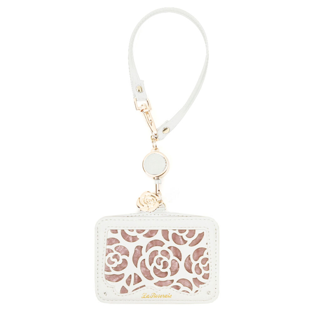 BACKYARD FAMILY「パスケース 定期入れ レディース 通販 薔薇 バラ リール付き カードケース カード入れ」|定期入れ|ピンク1