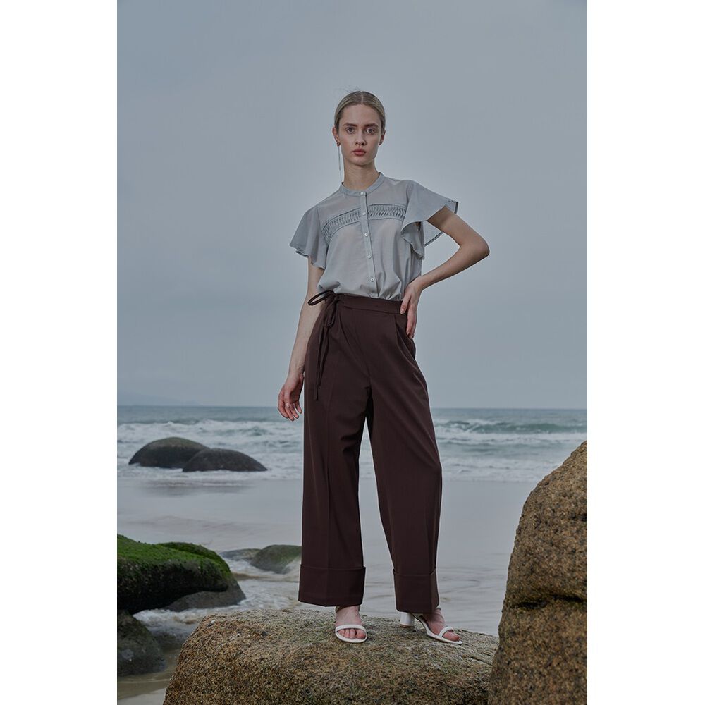 BACKYARD FAMILY「MIND マインド 紐付き ワイドパンツ 通販 ワイド パンツ ズボン 長ズボン ロングパンツ」|その他|ブラウン1