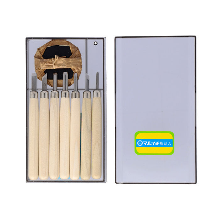 BACKYARD FAMILY「彫刻刀 通販 7本組 大工道具 DIY 義春刃物 丸刀 切出刀 平刀 角刀 プラケース付 マルイチ」|その他|