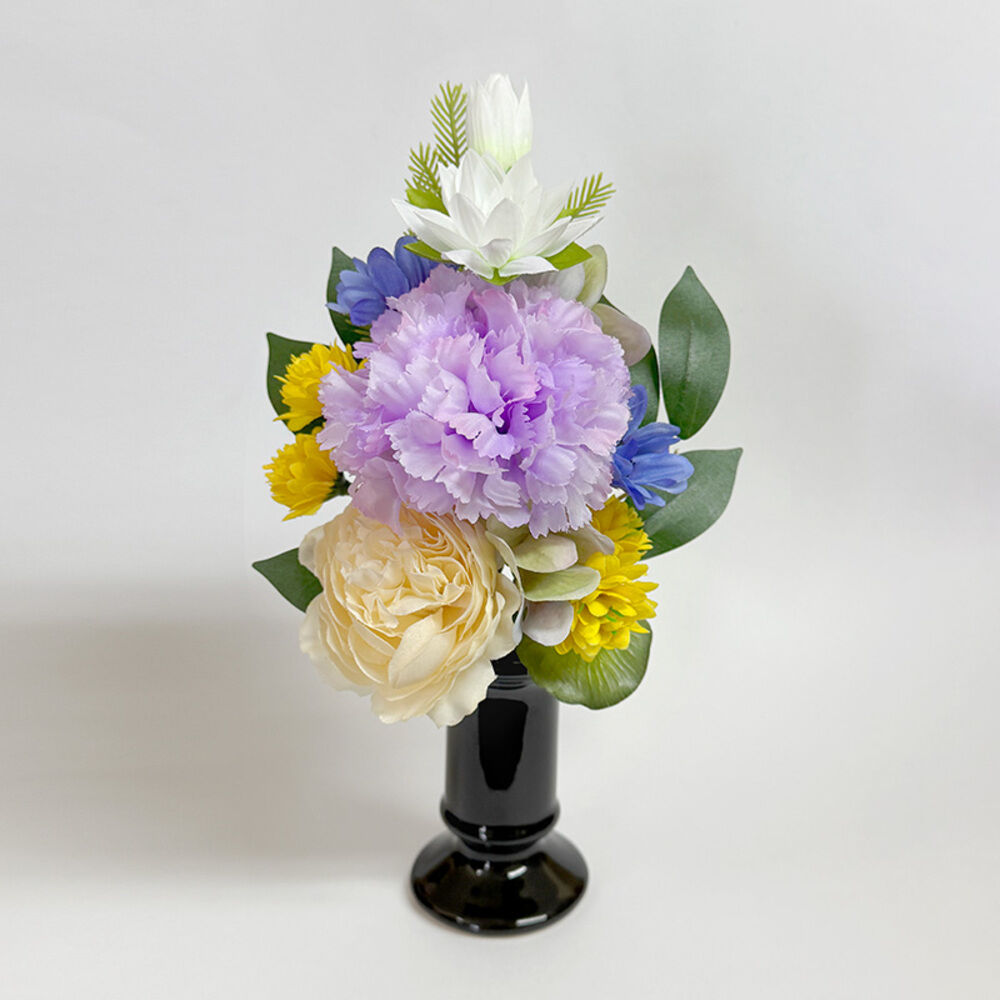 BACKYARD FAMILY「造花 お供え 花器付き 通販 アーティフィシャルフラワー 仏花 お供え花 仏壇 供花 水換え不要」|その他|パープル1