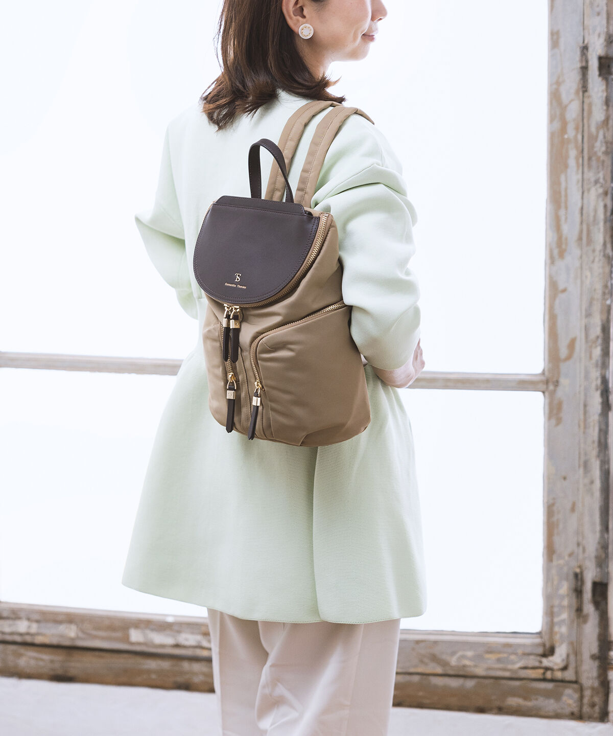 Samantha Thavasa「ナイロン&times;レザーコンビネーション リュック」|リュック|