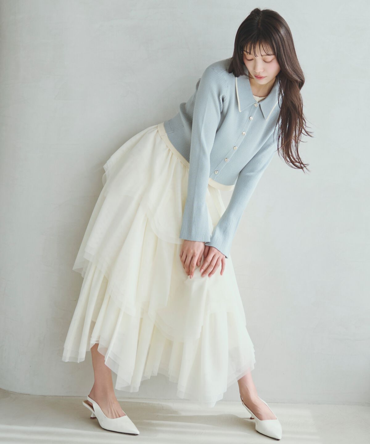 アンドクチュール「襟付きレイヤード風カーディガン」|カーディガン|