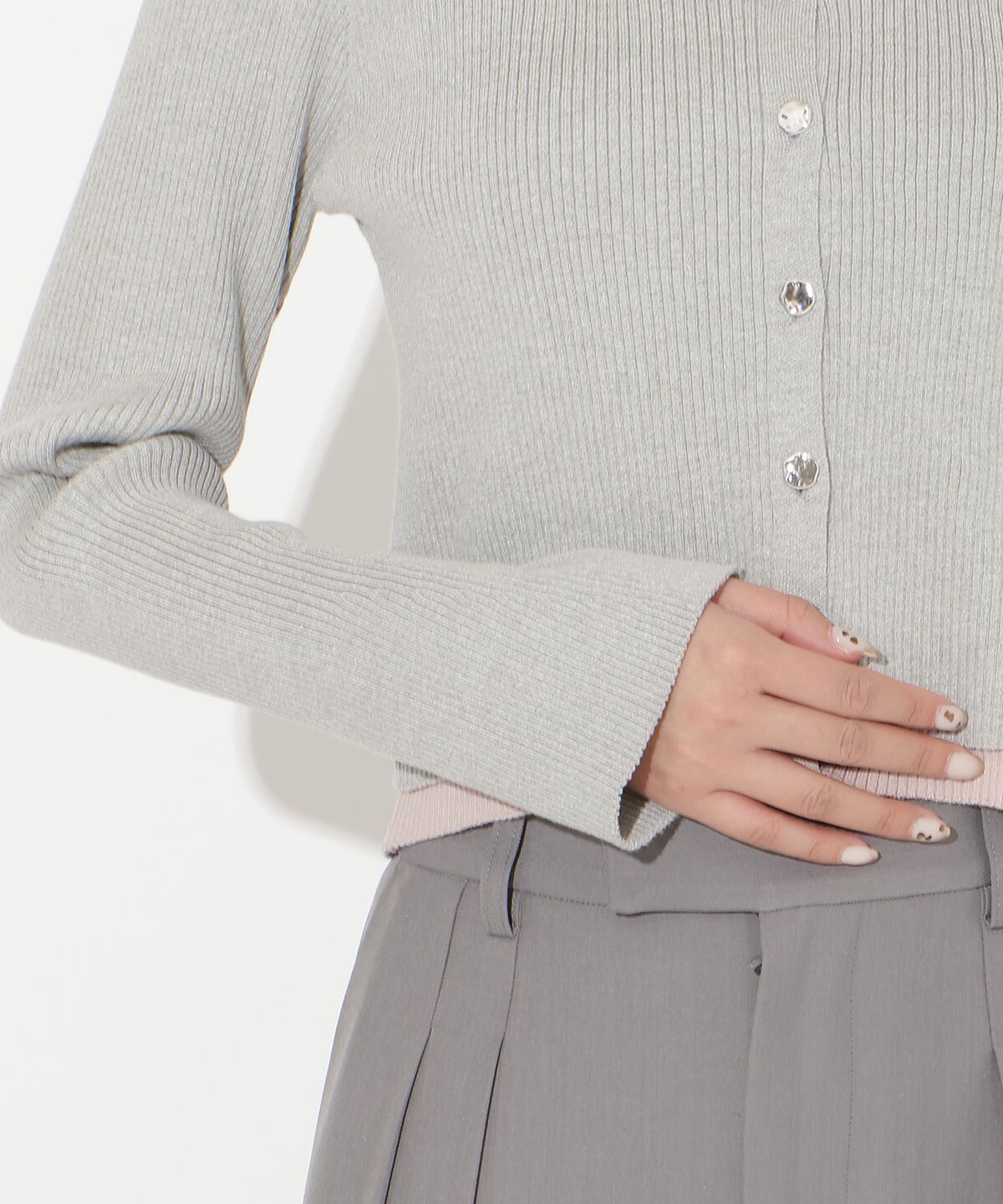 アンドクチュール「襟付きレイヤード風カーディガン」|カーディガン|