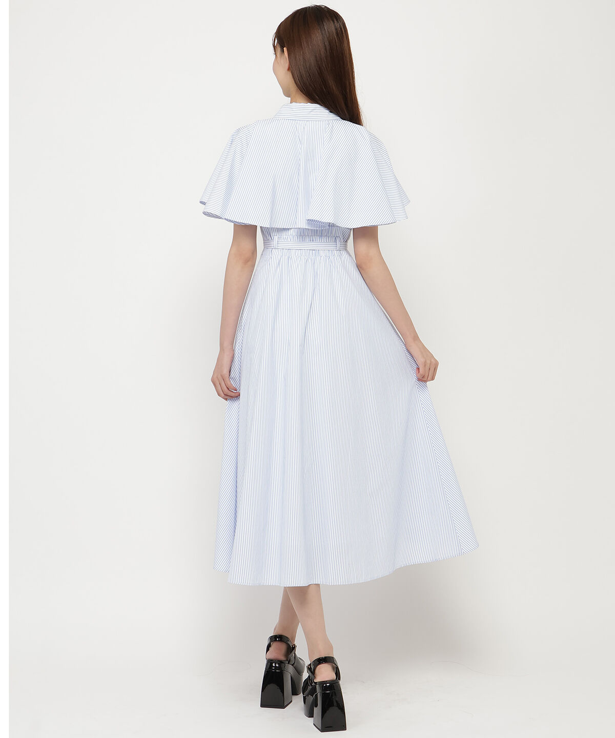 REDYAZEL「ケープフレアストライプワンピース」|ワンピース|
