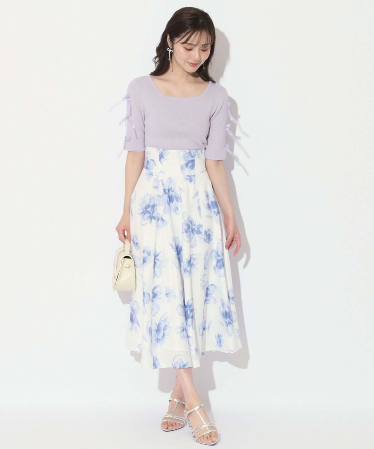 WILLSELECTION「水彩フラワープリントスカート」|フレア|
