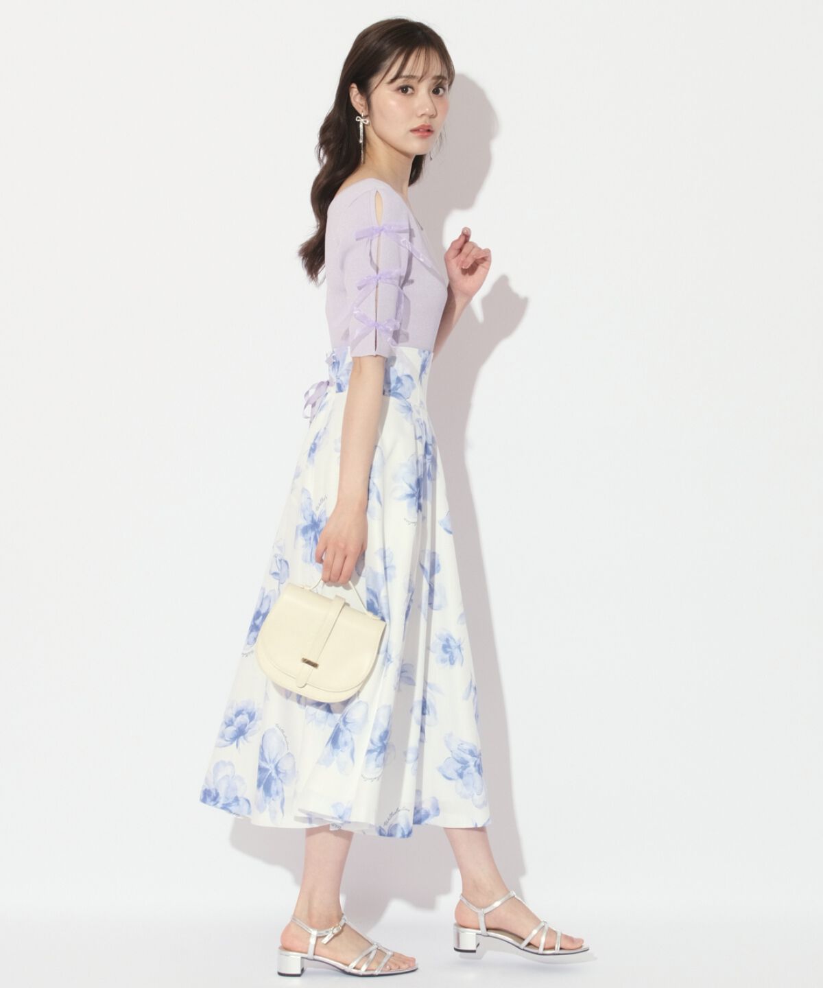 WILLSELECTION「水彩フラワープリントスカート」|フレア|