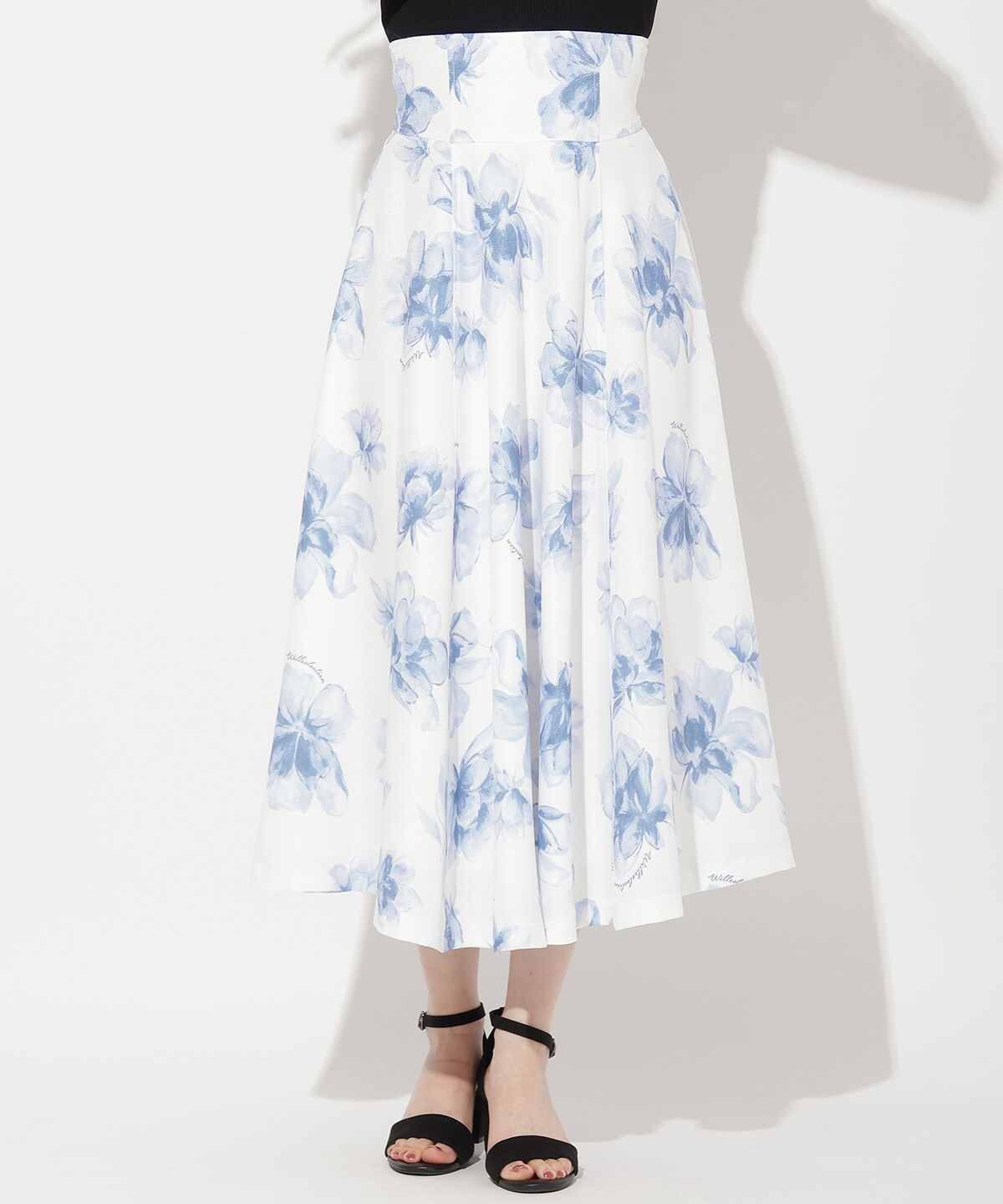 WILLSELECTION「水彩フラワープリントスカート」|フレア|