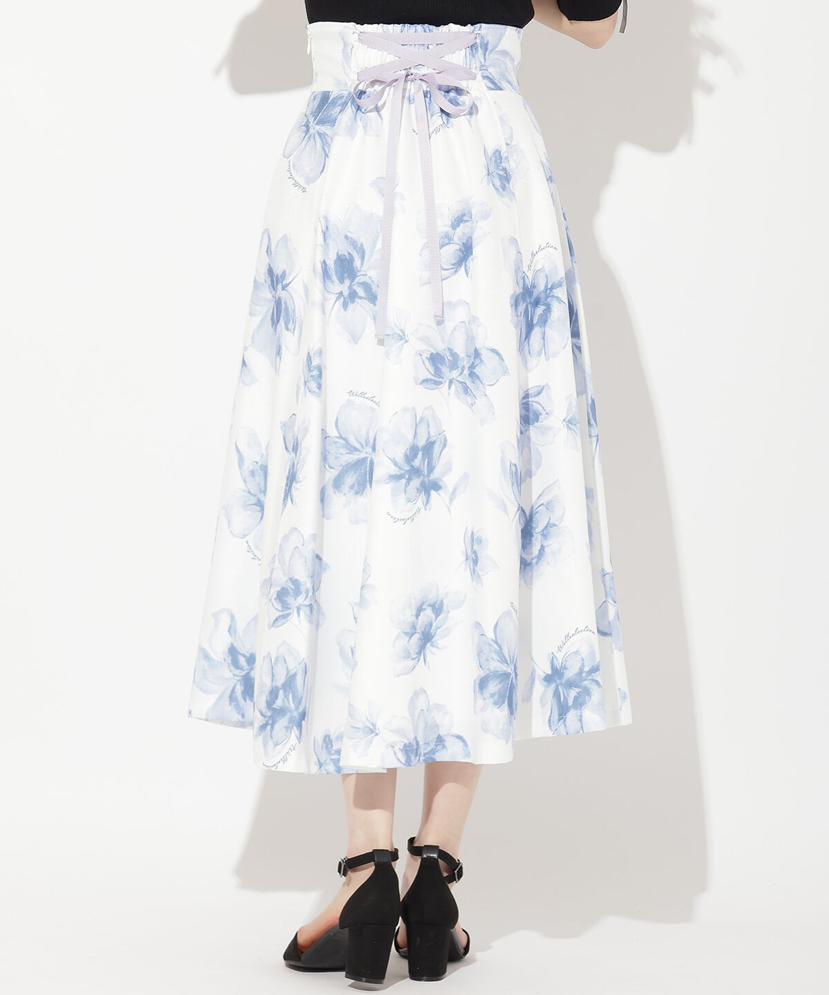 WILLSELECTION「水彩フラワープリントスカート」|フレア|