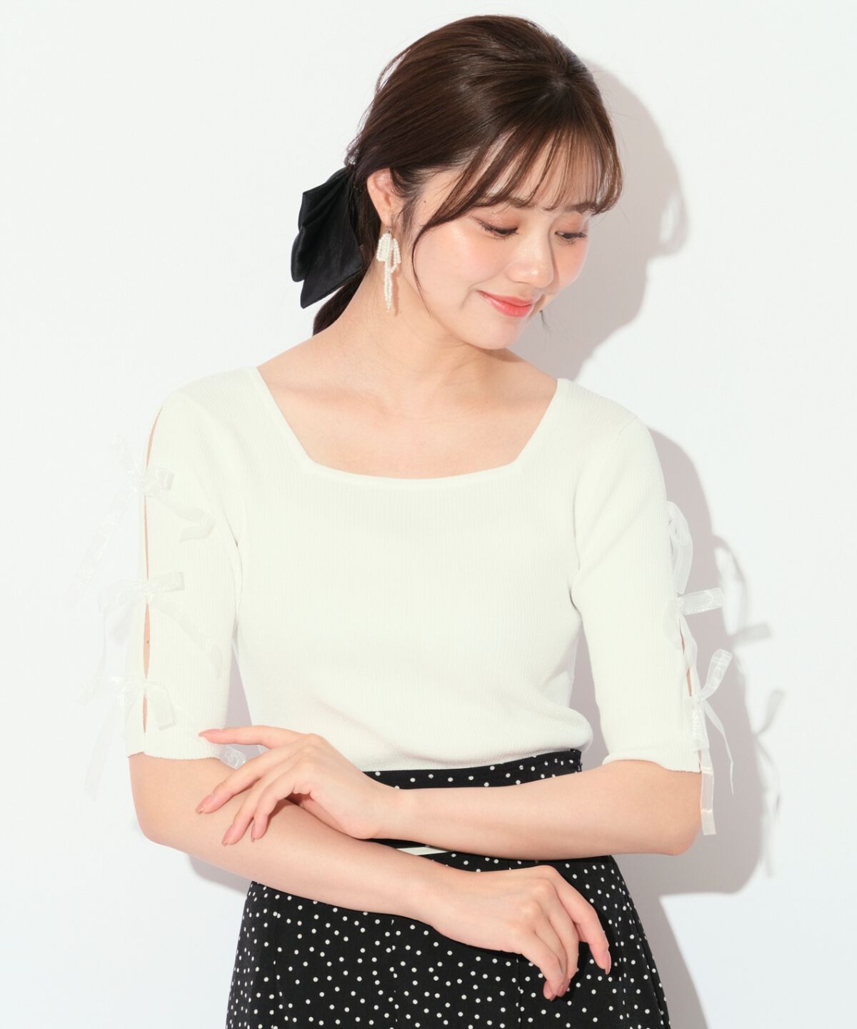 WILLSELECTION「袖リボンニットプルオーバー」|ニット・セーター|