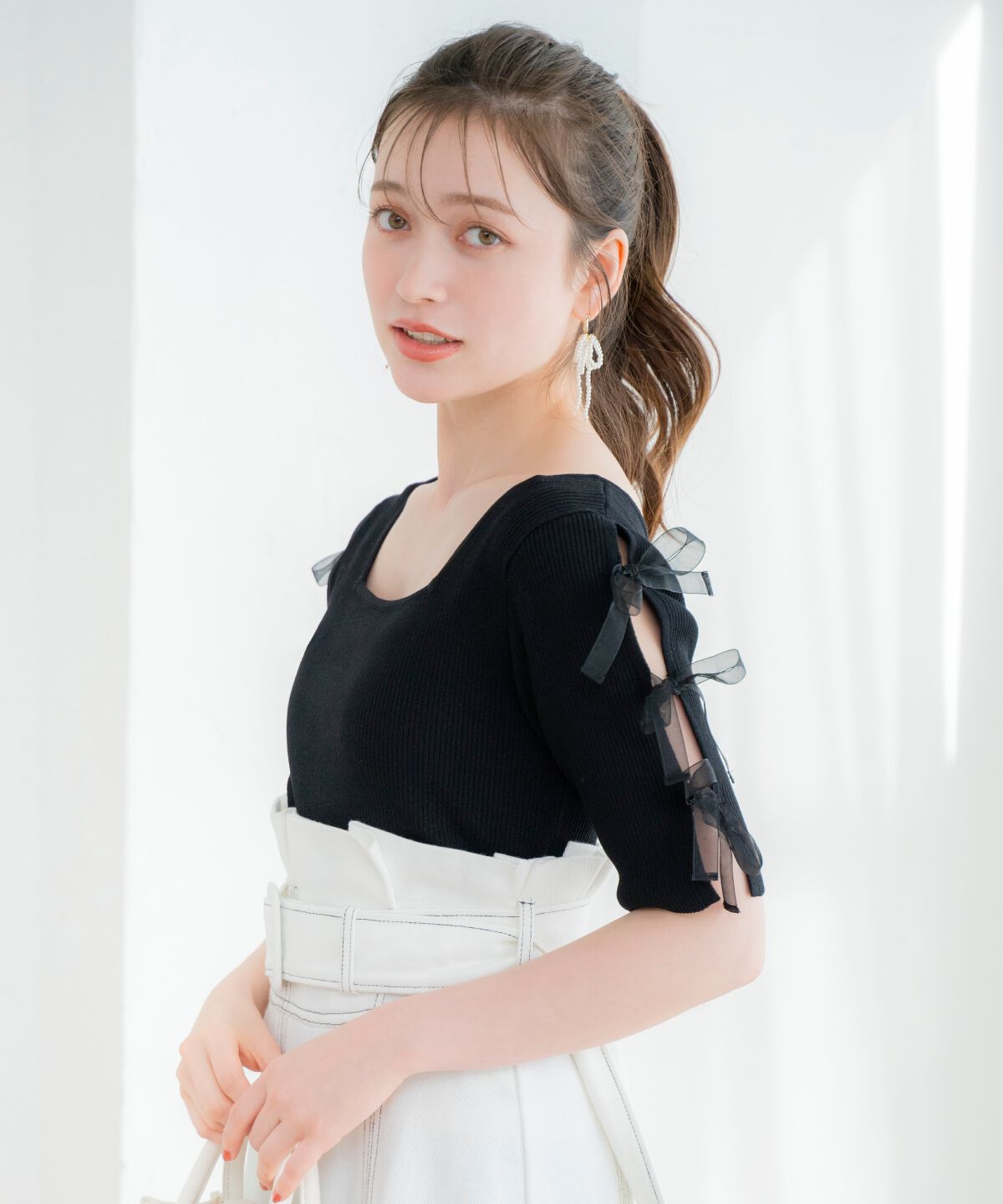 WILLSELECTION「袖リボンニットプルオーバー」|ニット・セーター|