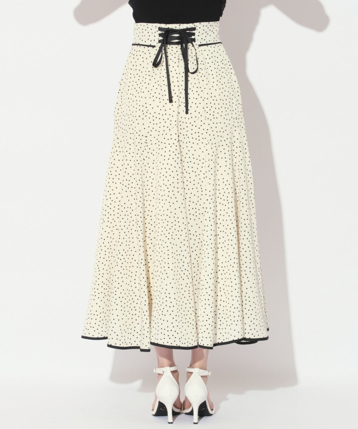 WILLSELECTION「バックスピンドルドットフレアスカート」|フレア|