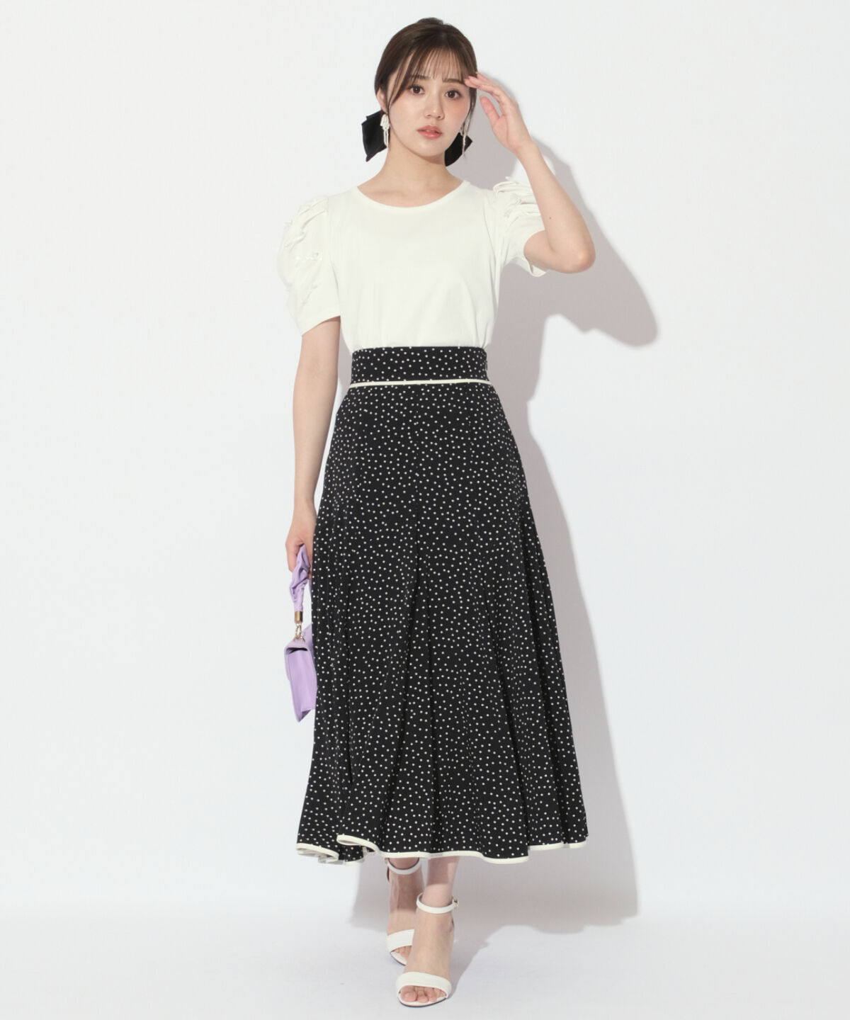 WILLSELECTION「バックスピンドルドットフレアスカート」|フレア|