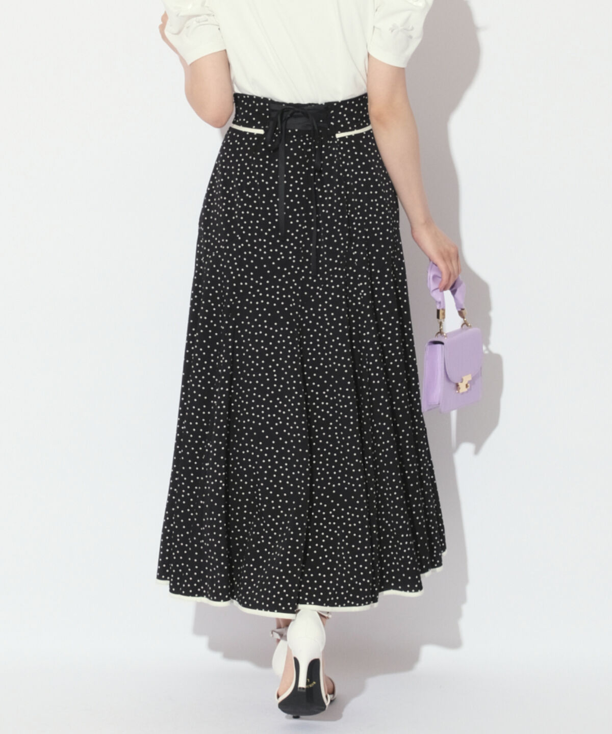 WILLSELECTION「バックスピンドルドットフレアスカート」|フレア|