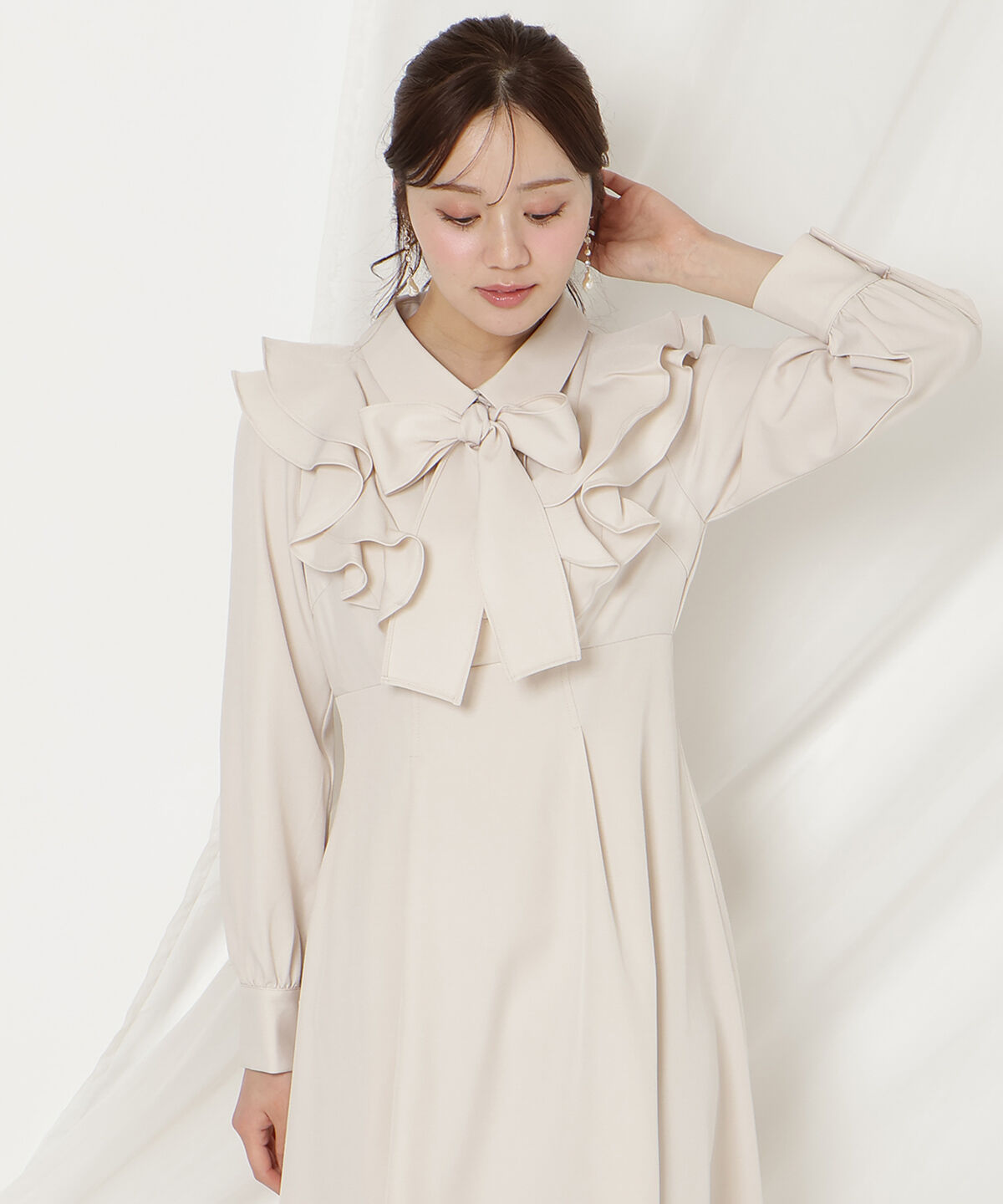 WILLSELECTION「ラッフルリボンタイフレアワンピース」|ワンピース|