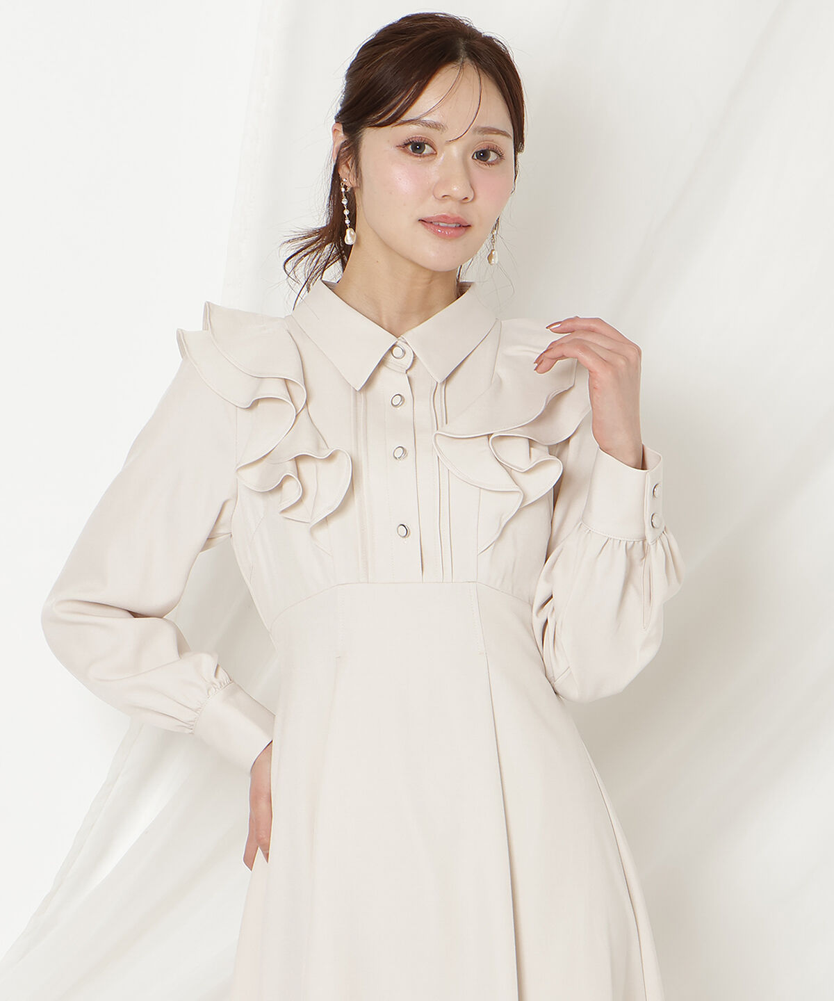 WILLSELECTION「ラッフルリボンタイフレアワンピース」|ワンピース|