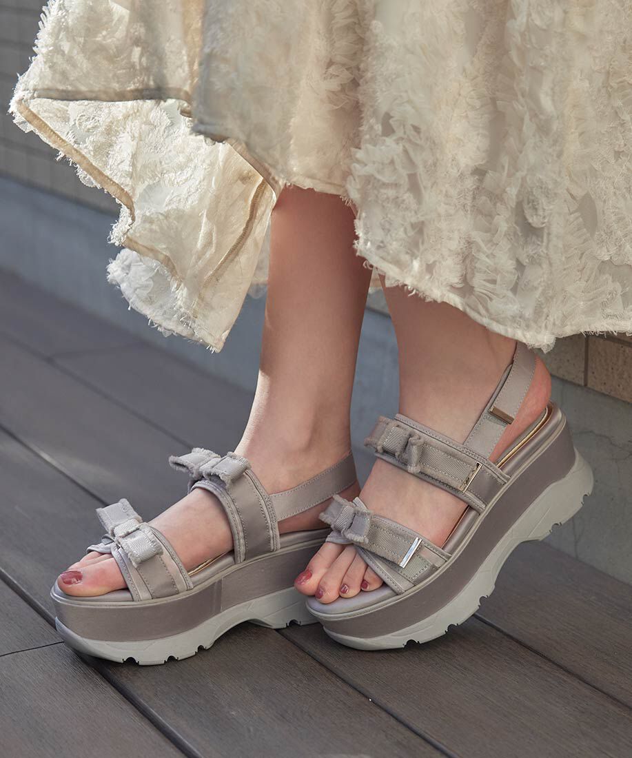  「フリンジリボンスポーツサンダル」|サンダル|