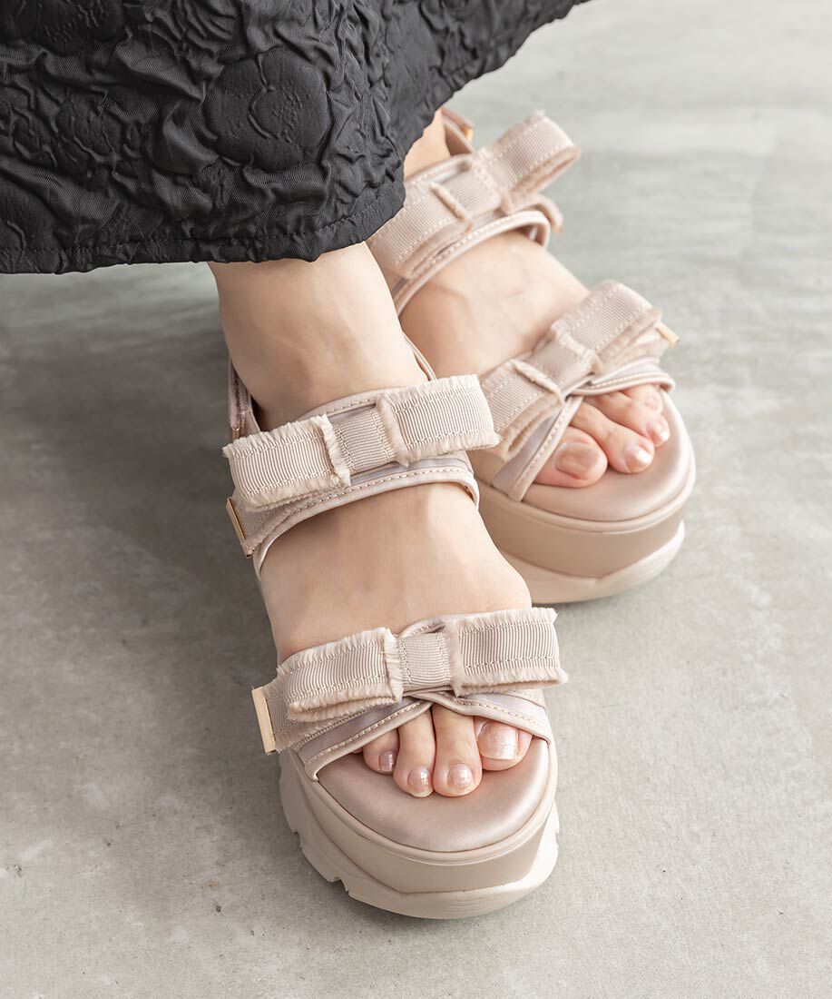  「フリンジリボンスポーツサンダル」|サンダル|