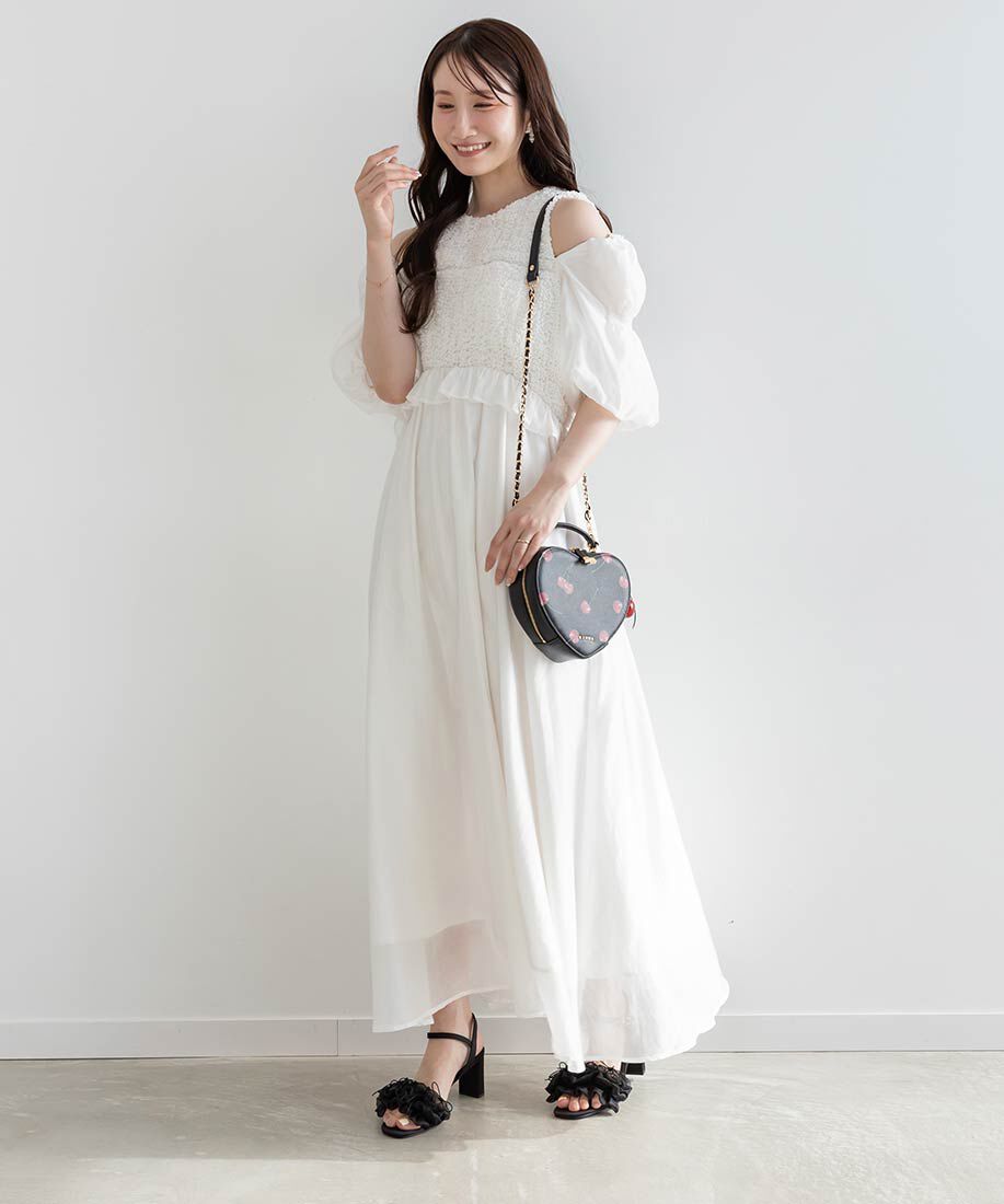  「ミニリボンフリルヒールサンダル」|サンダル|