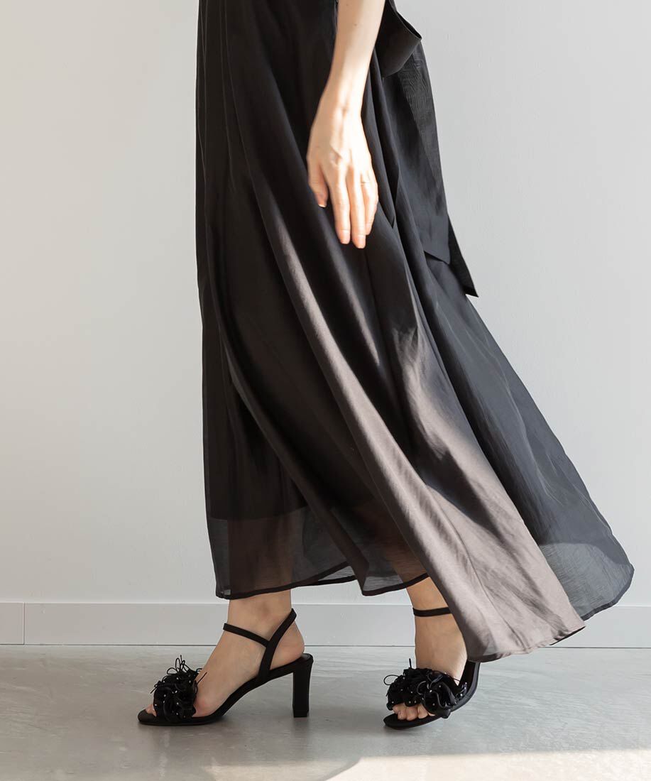  「ミニリボンフリルヒールサンダル」|サンダル|